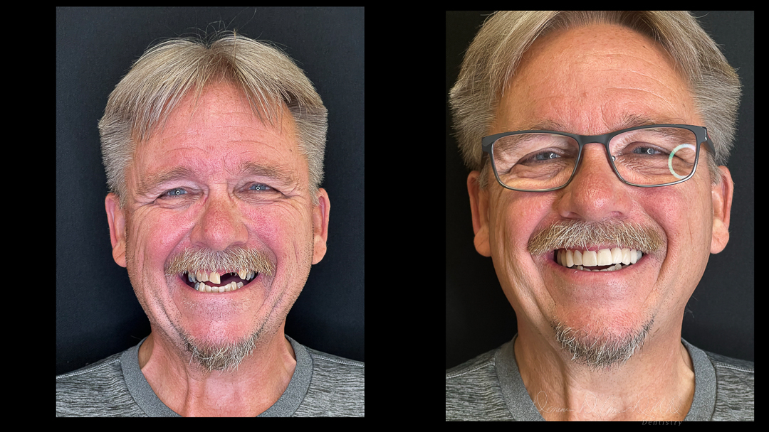 a collage of a man smiling