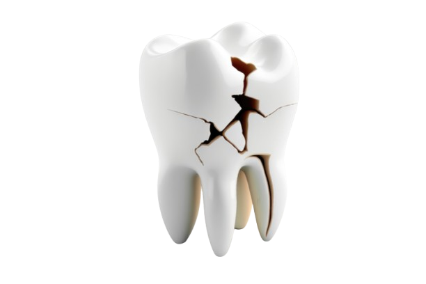 a close-up of a broken tooth